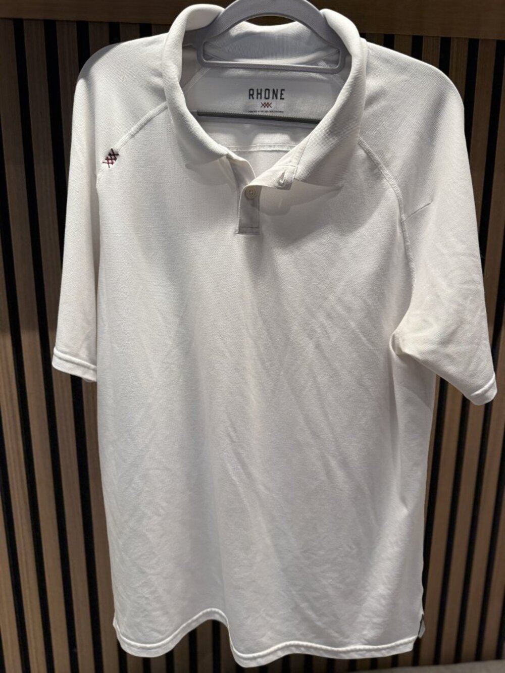 Rhone Delta Pique Polo White Performance Golf Polo Stretch Men's L